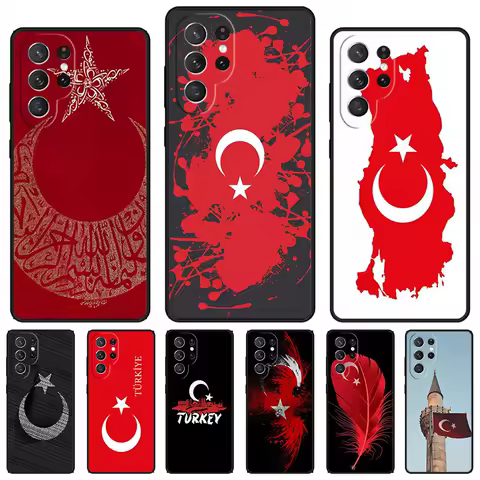Turkish Flag with Smoky Aesthetics phone case For Samsung Galaxy S24 S23 S22 Ultra Note 10 20 Plus S8 S9 S10 S20 S21 FE Cover