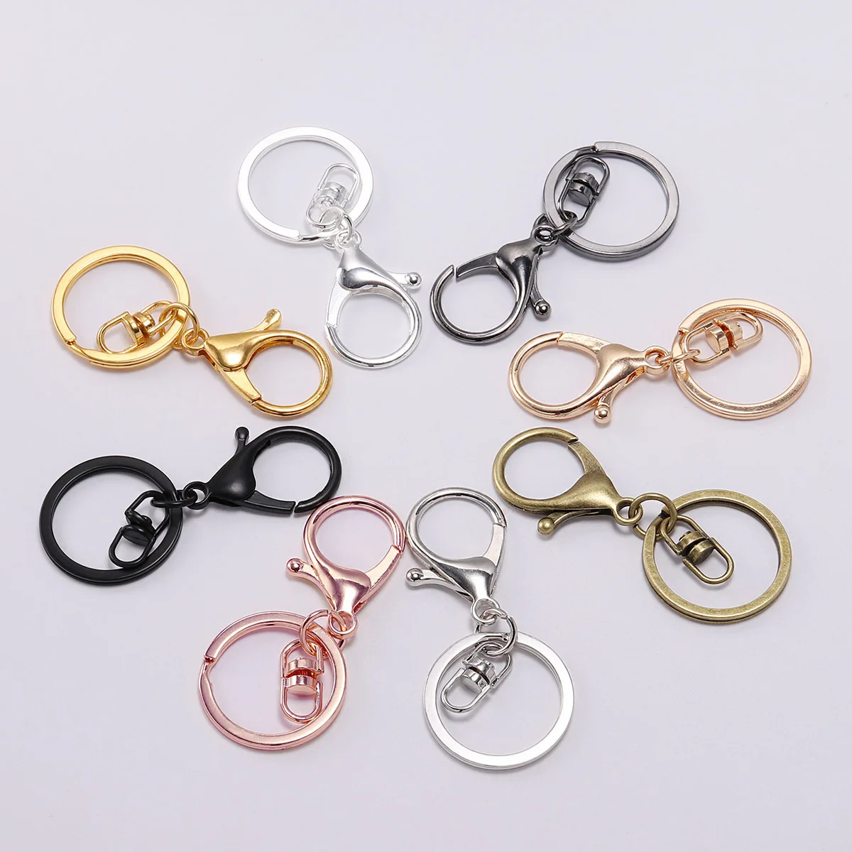 Classic Plated Metal Keychain DIY Bag Doll Pendant Lobster Clasp Rotating Key Hook Jewelry Making Part Accessories Keyring