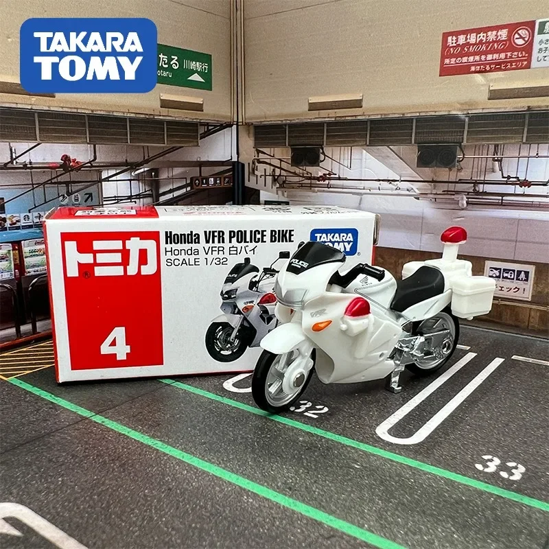 

TAKARA TOMY Tomica масштаб 1/32 No 4 Honda VFR полицейский велосипед, модель автомобиля из сплава, литая под давлением, коллекция игрушек для мальчиков, подарки