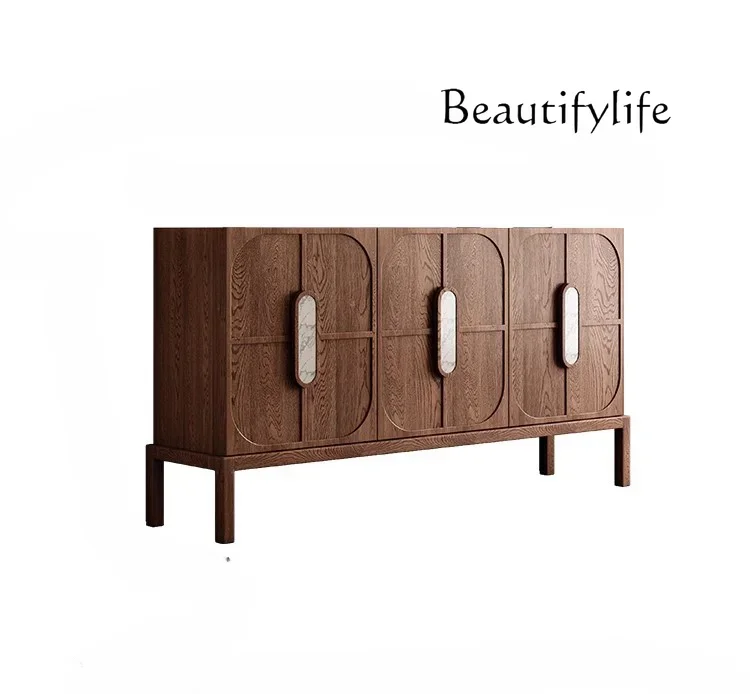 

Nordic Chinese Style Retro Entrance Cabinet Black Walnut Wood Sideboard Cabinet New Chinese Style Hallway Storage Cabinet