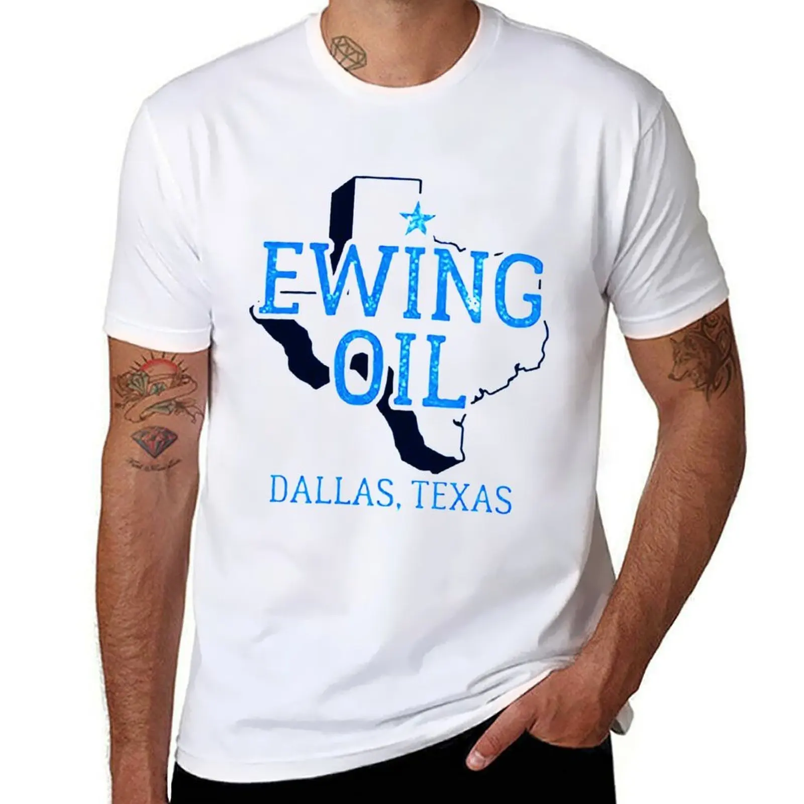 دالاس تكساس Ewing النفط تي شيرت تي شيرت رجل عادي القطن تي شيرت عالية الجودة تي شيرت