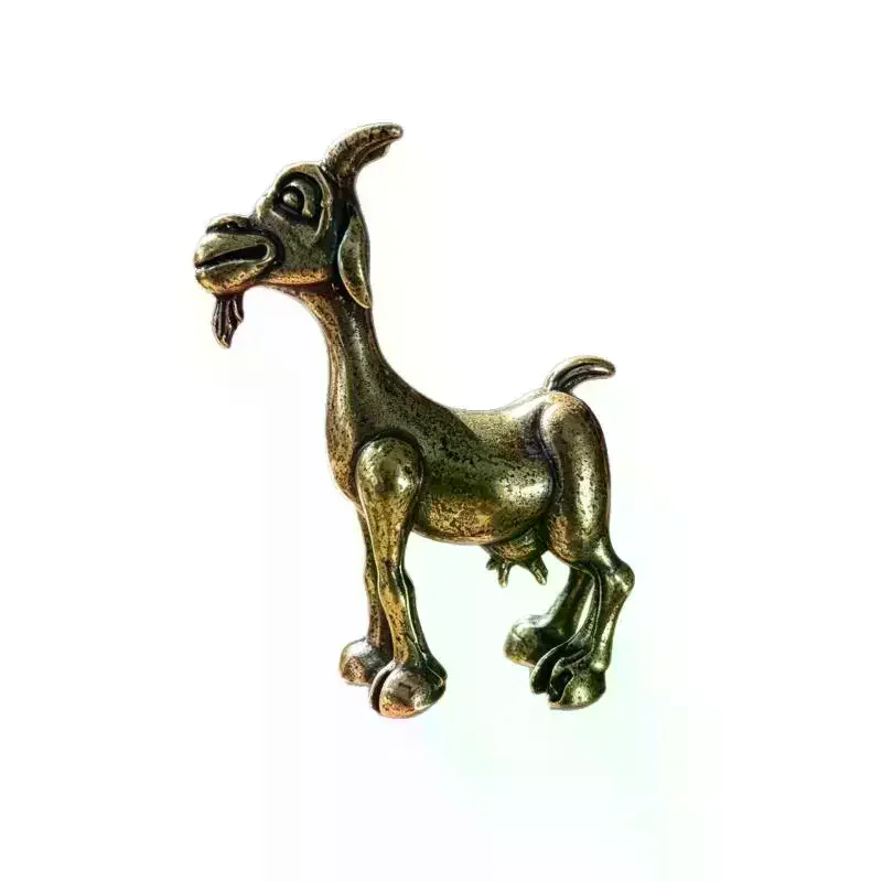 1Pcs Vintage Brass Goat Statue: Retro Animal Sculpture Tea Pet Home Office Decor Collectors
