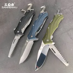 SANRENMU 7098 Outdoor Multi Functional Folding Knife 12C27 Blade PA66+GF Handle Camping Hunting Cutting EDC Pocket Tool knives