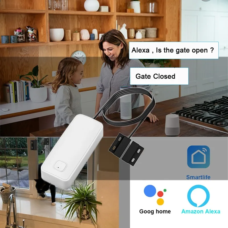 

Tuya WIFI Smart Door Window Magnetic Sensor Open Closed Detector Security Alarm Home Anti-theft Door Iron Rolling Door Sensor
