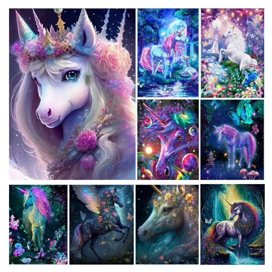 

Modern Abstract Diamond Painting Fantasy Unicorn 5D DIY Diamond Embroidery Mosaic Full Square Round Drill Butterfly Home Decor