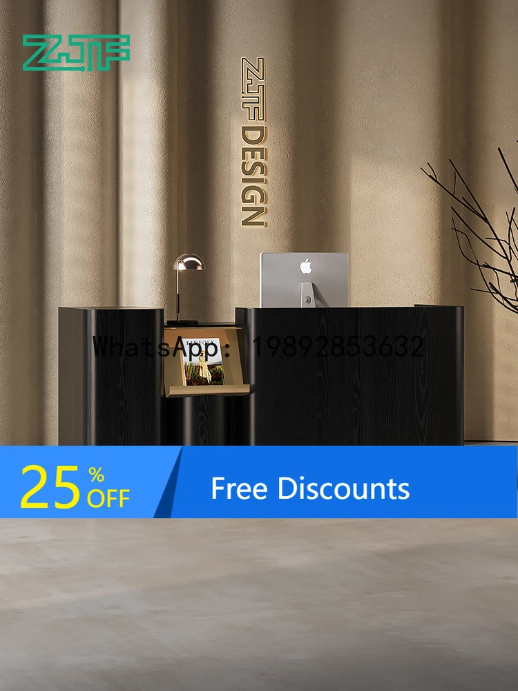 

YFY Men's Clothing Store Black Light Luxury Cashier Counter Modern Simple Company Office Reception Desk