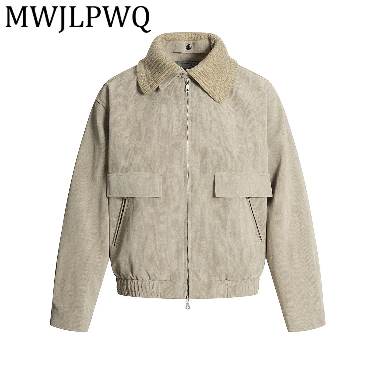 

MWJLPWQ мотоциклетная кожаная куртка в американском стиле, мужская трикотажная куртка с лацканами и воротником, модные топы с длинными рукавами, новинка осени 2024, 21354