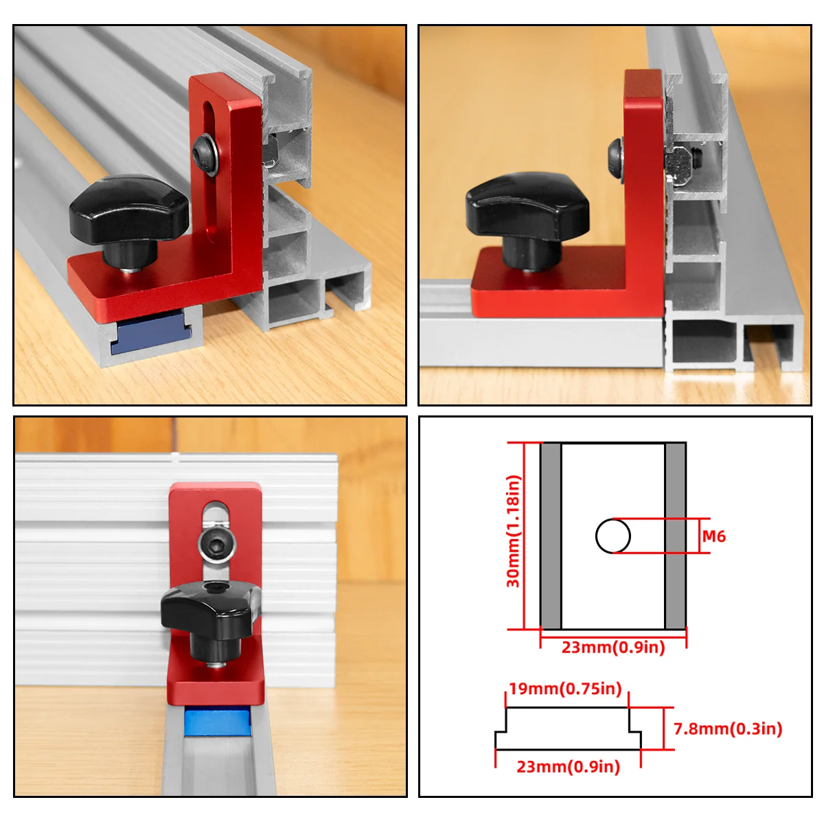 2pcs Aluminum Alloy 30 Type Miter Track Stop T-track Sliding Brackets, for T-Slot Woodworking Fence Rail Connector Accessories view 5