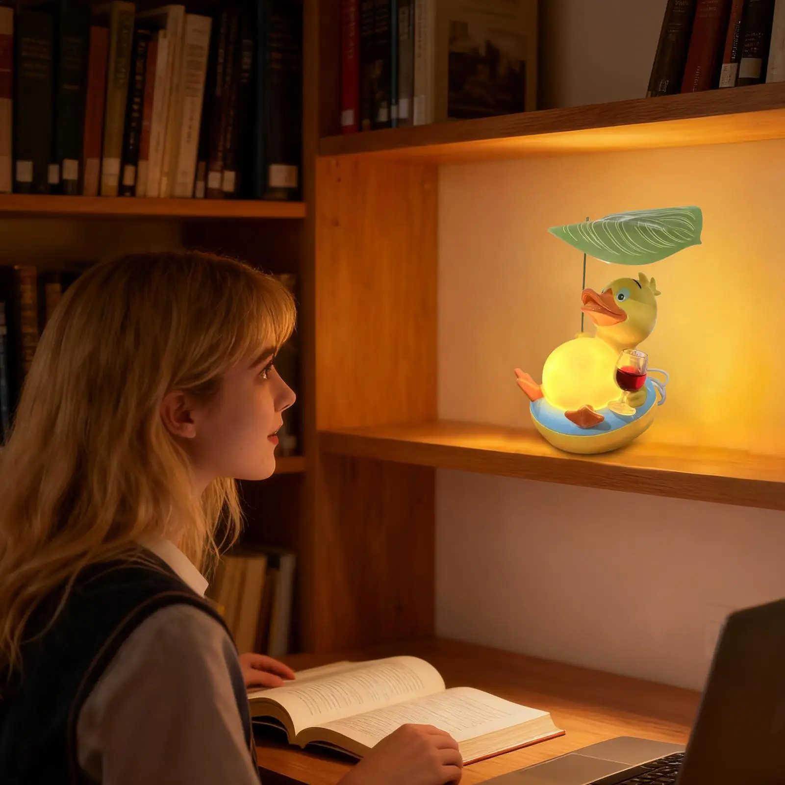 

Ночник с уткой, теплый светодиодный, новинка, милый мультяшный настольный светильник, детский ночник, украшения для спальни, гостиной, учебный стол