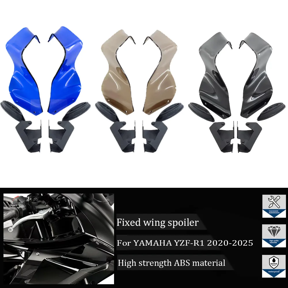 

Motorcycle Front Aerodynamic Fixed Wing Spoiler For YAMAHA YZF-R1 YZFR1 YZFR1 GP 2020-2025 Plastic Side Winglet Aileron Fairing