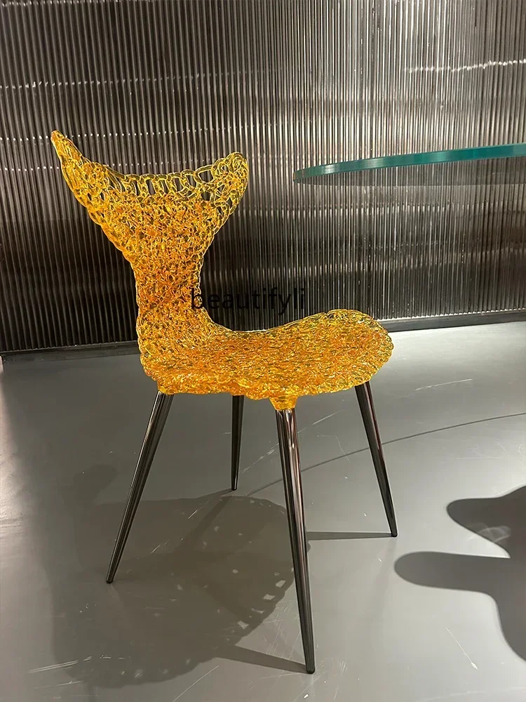 NNItalian Amber Fiber Optic Dining Designer Leisure Hotel Conference Chair Model Room Chair