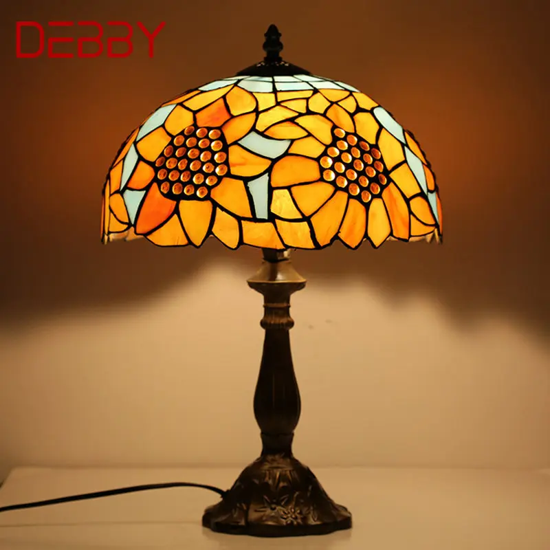 DEBBY Tiffany Glass Table Lamps LED Modern Creative Sunflower Desk Light Fashion Decor For Home Living Room Bedroom