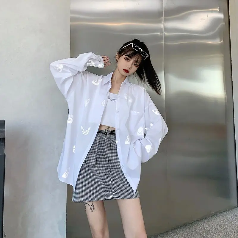 Casual Versatile Loose Women's Shirt Long Sleeve Spring Autumn Design Lazy Style Outerwear Fashionable Comfortable White