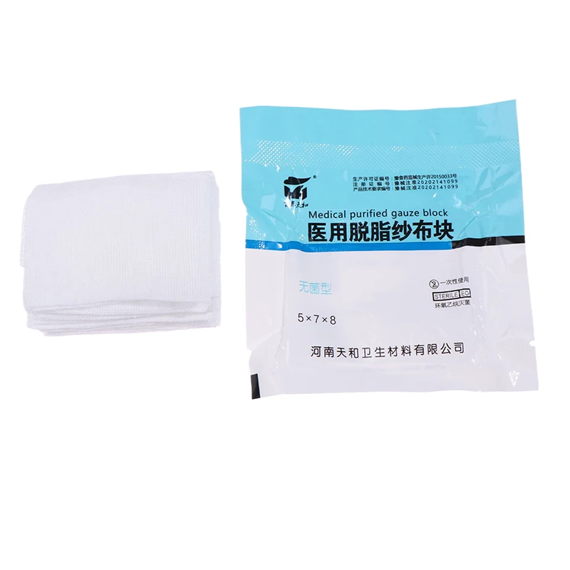 

10Pcs 5*7*8CM 8 Layer Medical Absorbent Gauze Pad Wound Dressing Sterile Gauze Block First Aid Kit Gauze Pad Wound Care Supplies