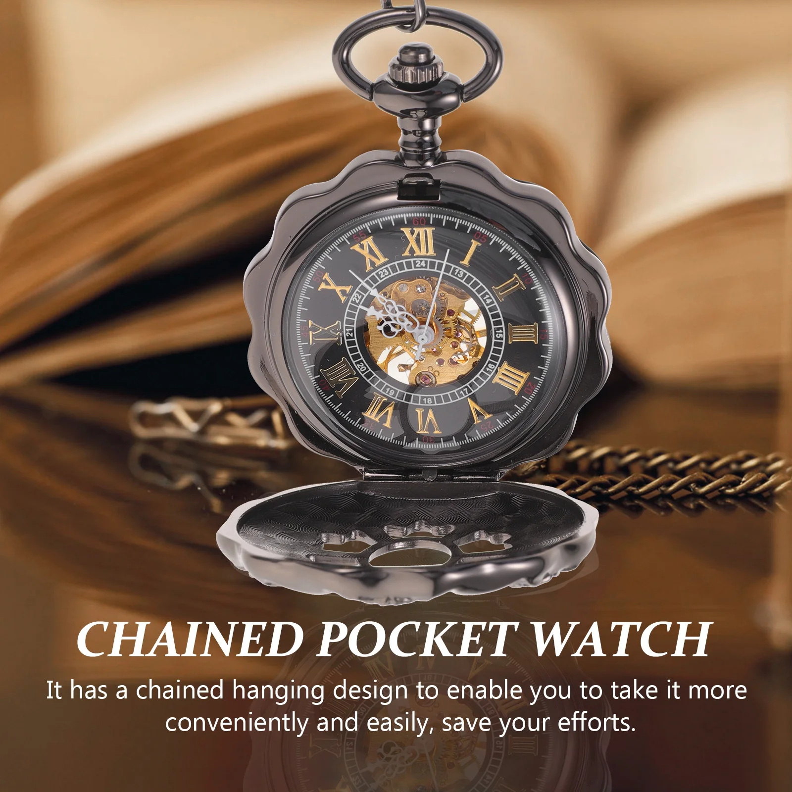 خمر جوفاء خارج صدفي اليقطين على شكل ساعة الجيب الميكانيكية براعة رائعة مادة سبيكة توقيت دقيق