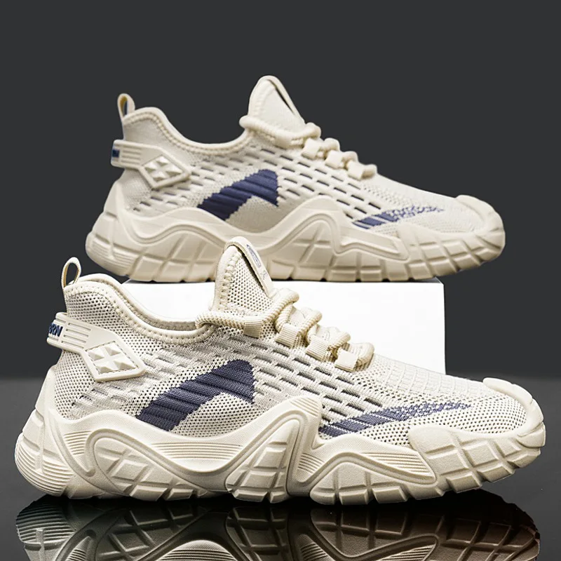 Spring Shoes for Men Casual Shoes Breathable Knit Street Flat Sport Shoes Youth Cool Sneakers