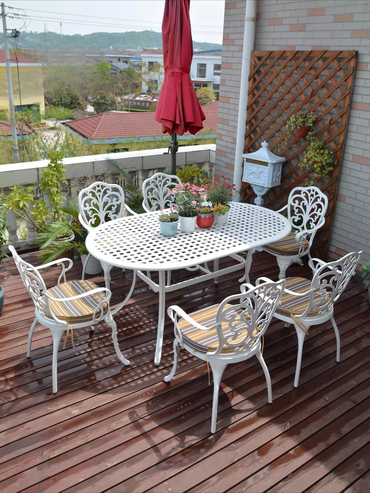 West window outdoor table and chair courtyard cast aluminum balcony table and chair combination outdoor garden wrought iron leis