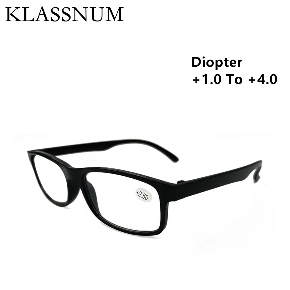 KLASSNUM Reading Glasses Ultralight Presbyopia Glasses Square Frame Glasses Men Women Farsighted Glasses Diopter +1.0 To +4.0