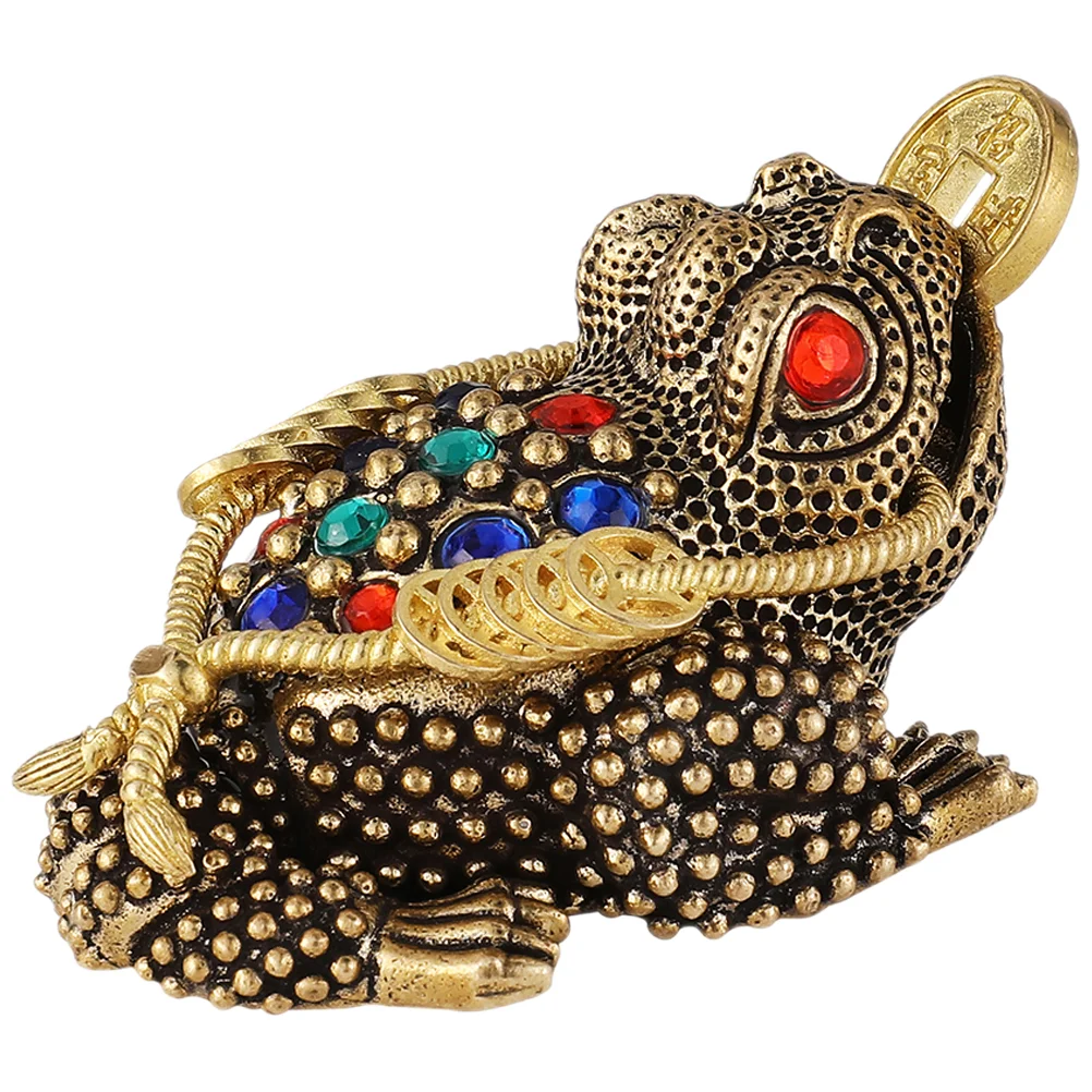 

Brass Golden Toad Exquisite Figurine Copper Statue Adornment Vintage Wealth Frogs Decoration Money Ornament Animal Desktop