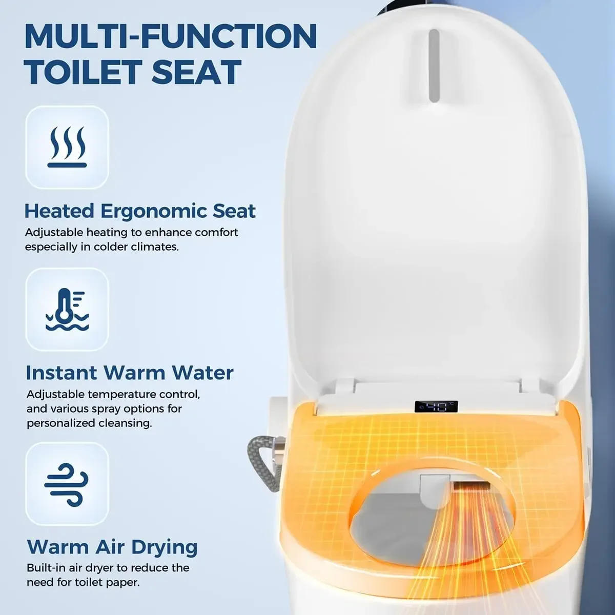 Brand new fast shippingBestsellerBidet Toilet Seat Elongated Electric Smart Heated Toilet Seat,Remote | Instant Warm Water & Air