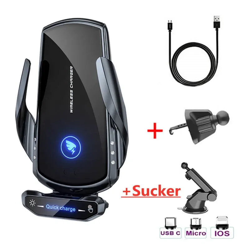 NONE Kabelloses Ladegerät Autotelefon halter stehen 15w Schnell ladestation für iPhone Xiaomi Samsung Huawei magnetisches kabelloses Auto ladegerät 3