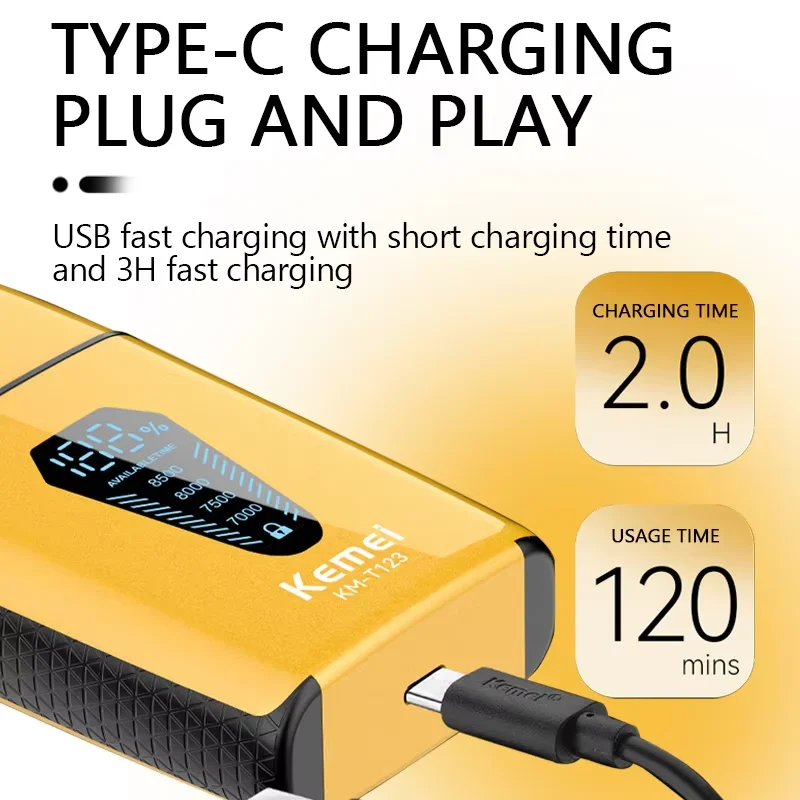 100% Kemei الشعر المتقلب الكهربائية ماكينة حلاقة اللحية المهنية أداة تهذيب اللحية قادين الشعر ماكينة حلاقة صغيرة للرجال KM-T123