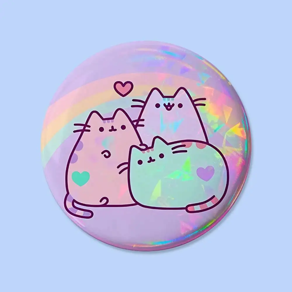 Kawaii P-Pusheen Abzeichen, Runde Kreative Anstecknadel, Brosche, Taschendekoration, Accessoires für Fans, Sammler, Freunde, Geschenke – Detail 7