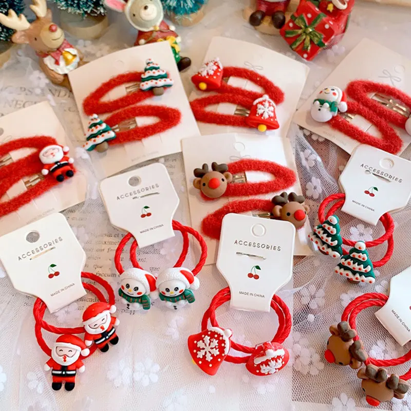 Christmas Style Children Rubber Bands Girls Hair Accessories Cute Sweet Hair Bands Girls Hairpin Decorations 2023 New Hair Ties