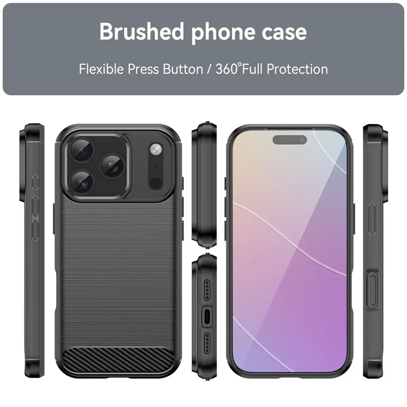 Untuk iPhone 17 Pro Casing untuk Apple iPhone 17 Air iPhone 17 Pro Max Penutup Tahan Benturan Antiselip Penutup Ponsel Pelindung TPU Disikat