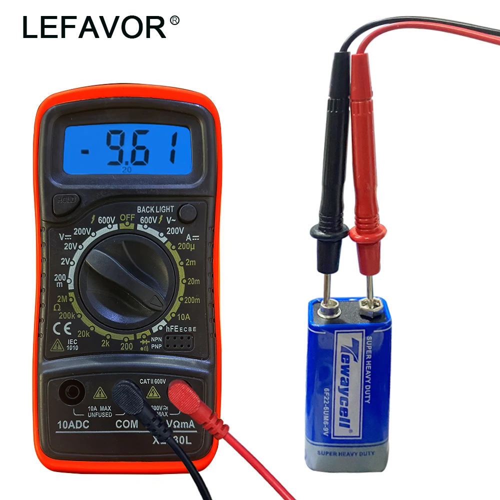 XL830L Multimetro digitale portatile Retroilluminazione LCD Amperometro AC/DC portatile Voltmetro Ohm Tester di tensione Multimetro