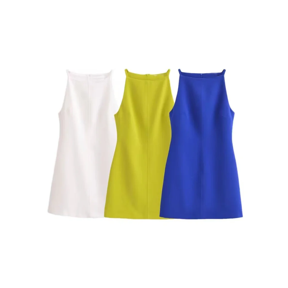 

Fit Straight Neck Sleeveless Short Dress 2024 Summer New Women's Fashion Slim