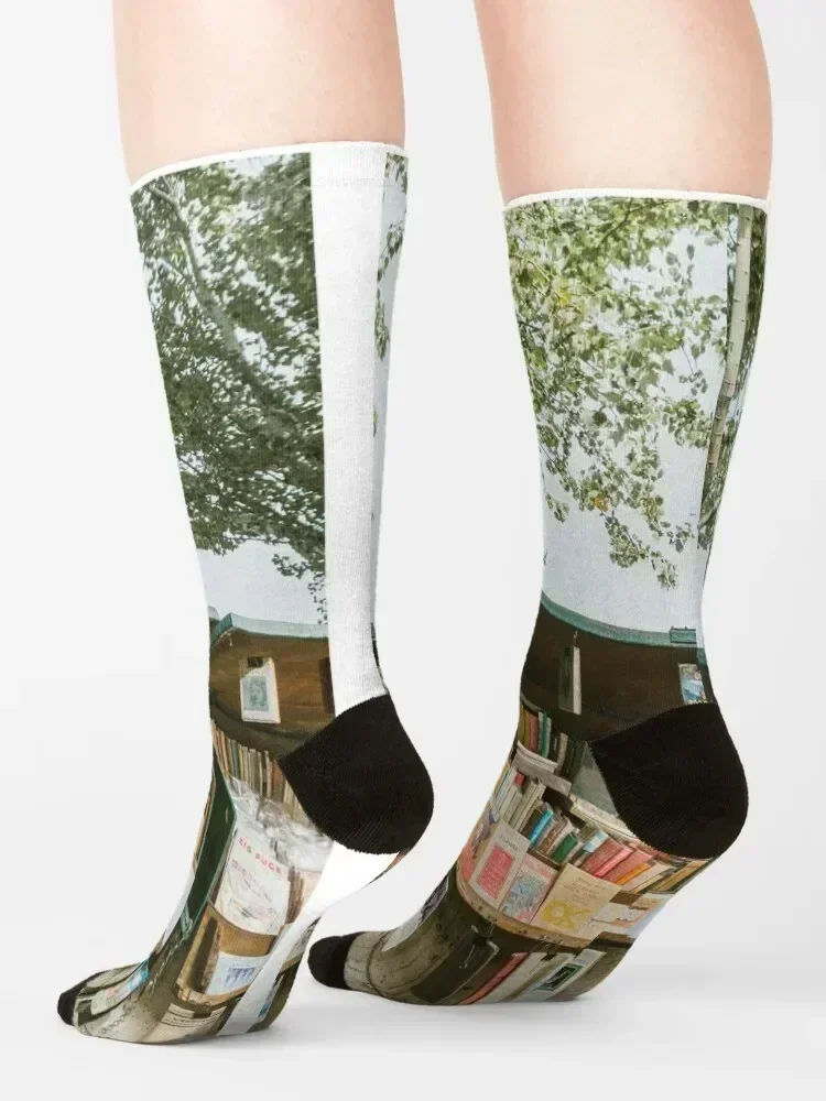 كشك بائع الكتاب يظهر على شوارع باريس جوارب زهرية مخصصة رياضية رائعة فاخرة للنساء للرجال