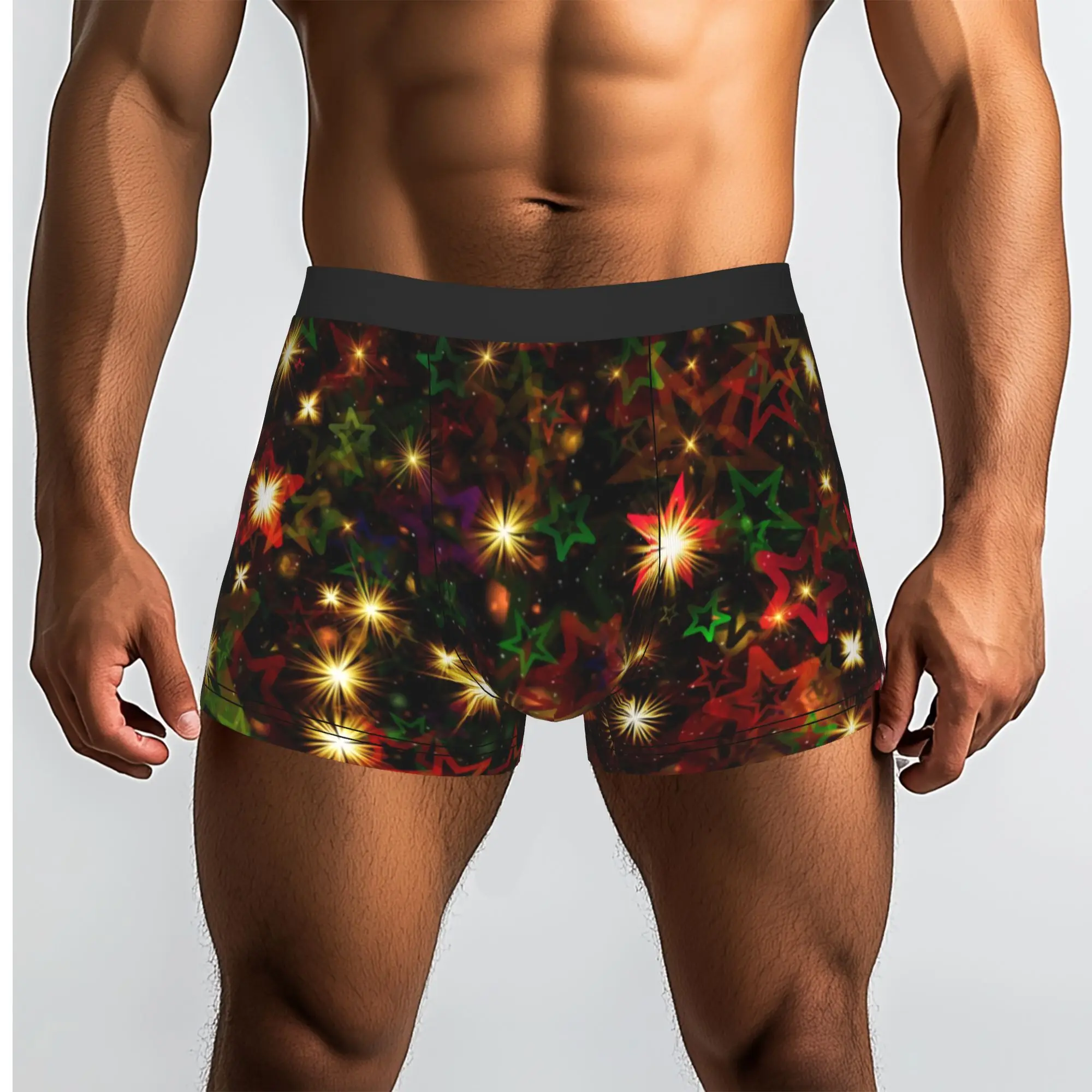 Customized Male Novelty Christmas Stars That Glitter And Glow Underwear  Boxer Briefs Stretch Shorts Panties Underpants