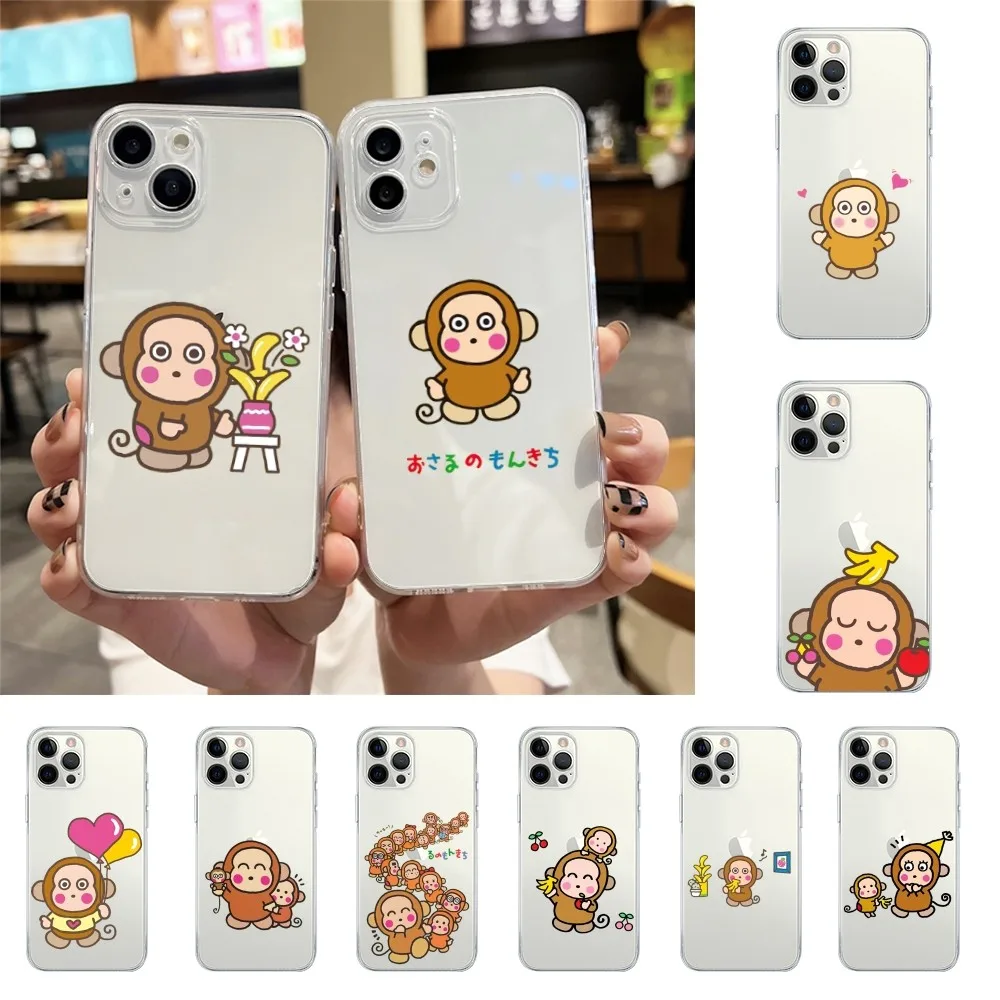 S-Sanrio M-Monkichi Phone Case For Iphone 15 11 13 14 Pro Max 7 8 Plus X Xr Xs Max Se2020 12mini Transparent Cover