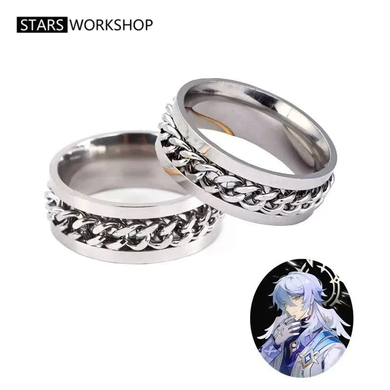 In Stock Game Honkai Star Rail Latest Sunday Cosplay Rings 2PCS Titanium Steel Rings Mr.Sunday Prop Halloween Carnival Role Play