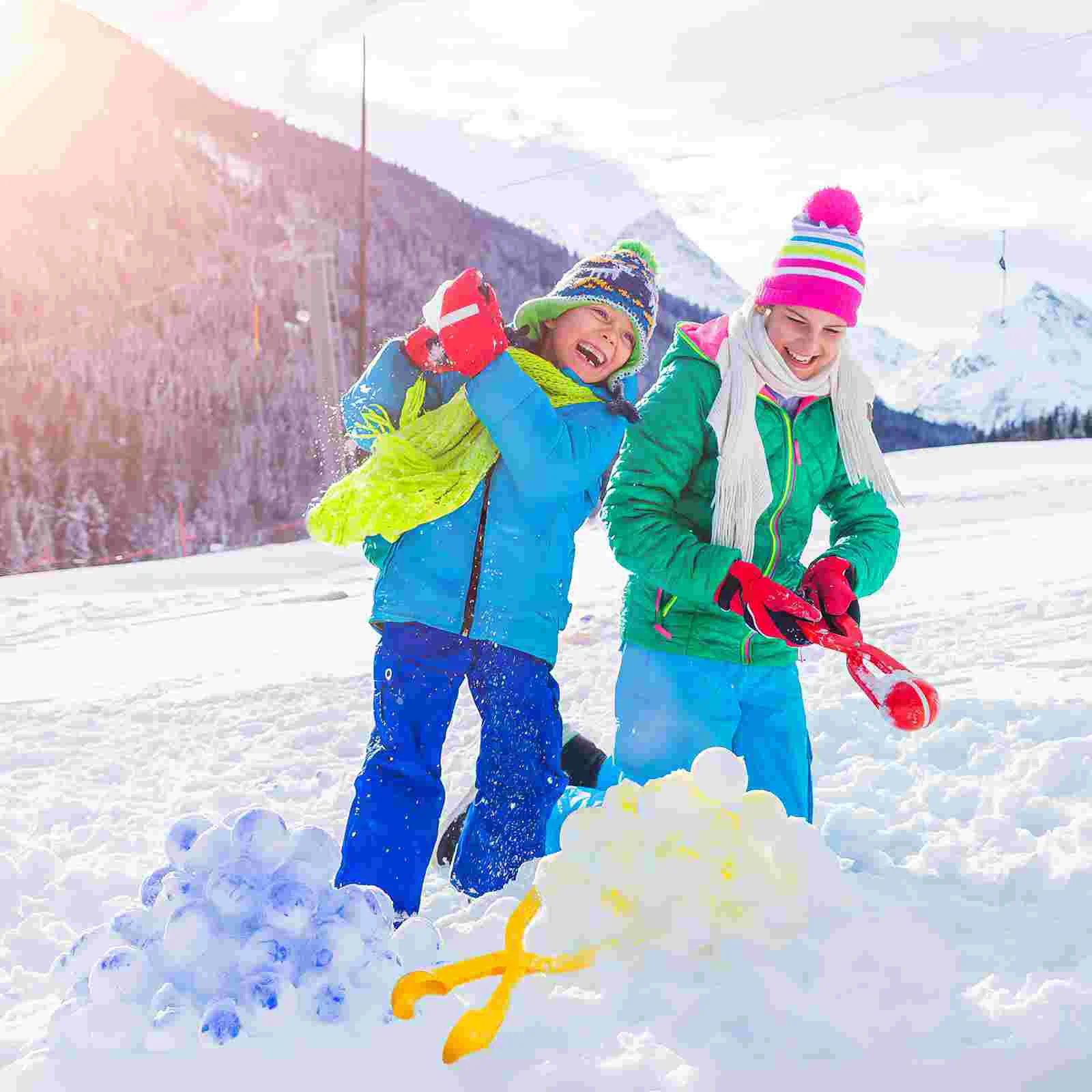 2-delig wintersneeuwspeelgoed Sneeuwballenmaker Sneeuwballen Kinderen buiten spelen met kinderen