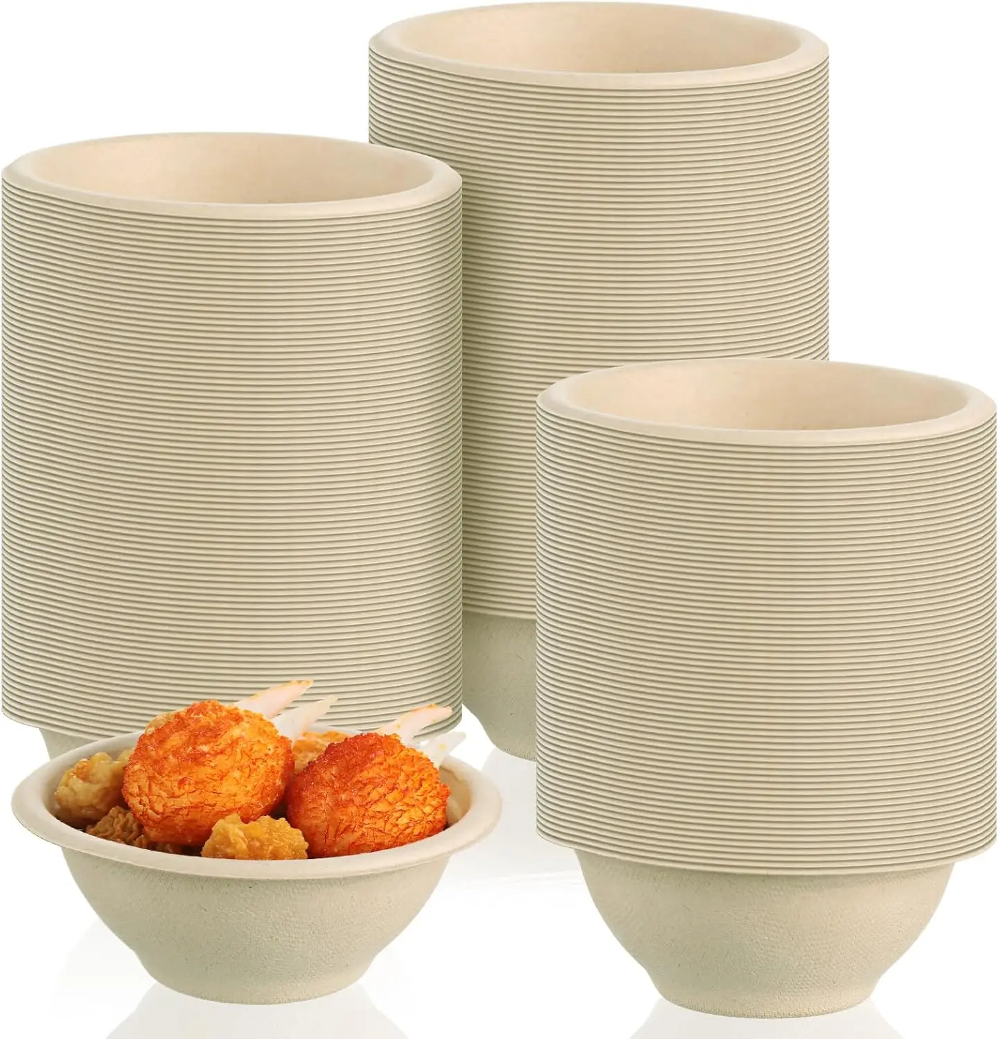 

500 Pack 9oz Disposable Paper Bowls Small Hot Food Soup Bowls Natural Bagasse Fiber for Salad Dessert Sauce Portion Sam