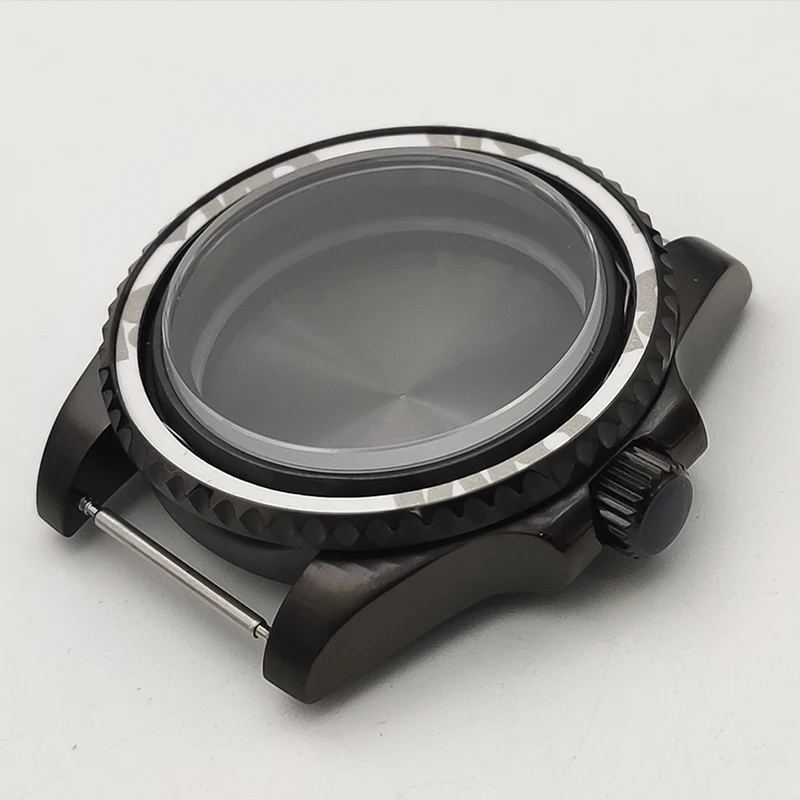 40mm PVD Black SUB Watch Case Sapphire Crystal Glass Fit NH35 NH36 Movement 28.5mm Dial With Bezel Insert Men Watch Repair Parts