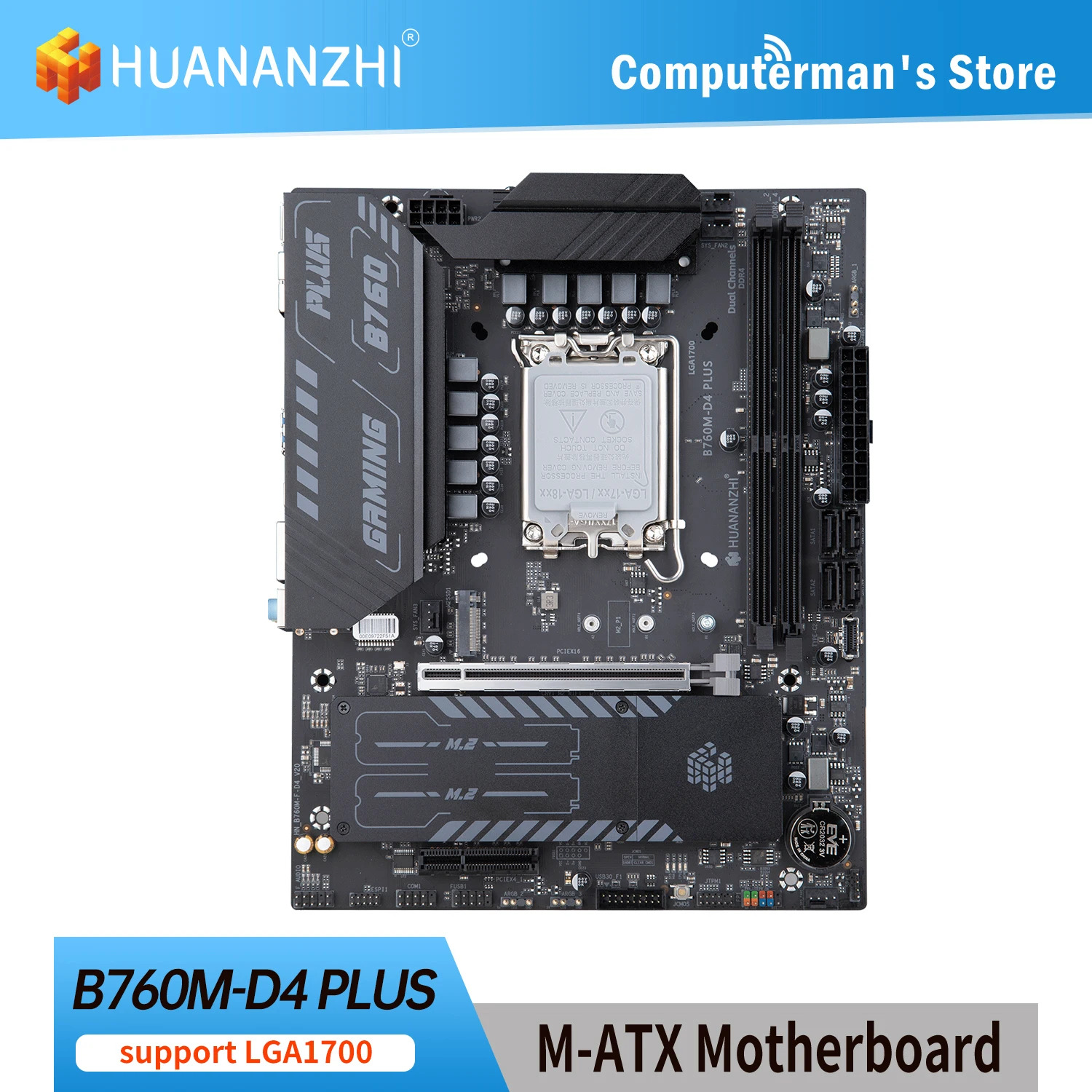 HUANANZHI B760M D4 PLUS DDR4 Motherboard Support 12 13 14 Gen Intel B760 LGA 1700 CPU 12100F 12400F 12490F 12600F 12700F 13600F