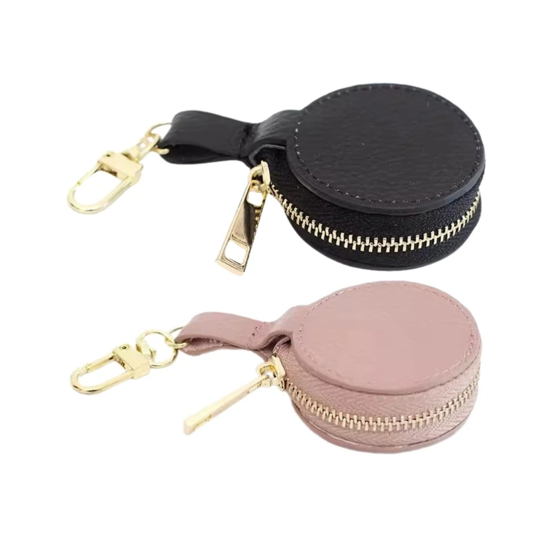 

Sleek Leather Jewelry Storage Container Portable Keychain with Protective Sponge for Jewelry Delicate Storage Container