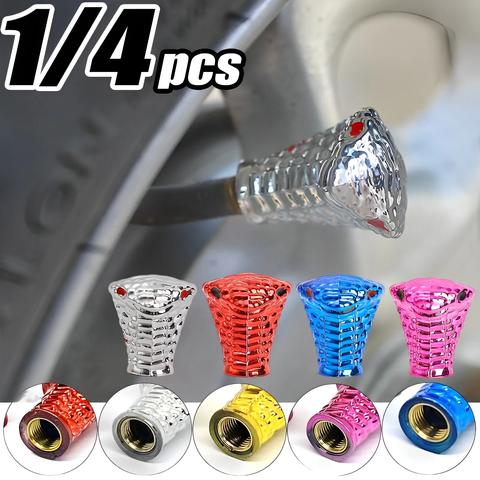 1/4pcs Personalized Snakehead Shape Valve Caps Universal Universal Tire Valve Caps Dust Valve Caps Wheel Fittings for Cars Bikes