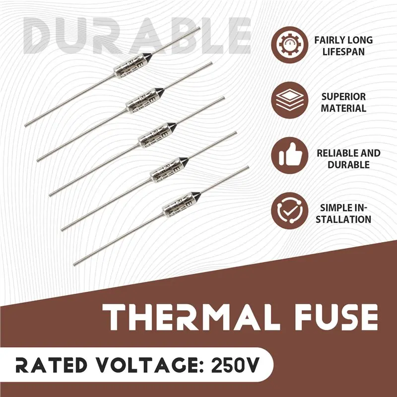 [NEW!A08R】 5 Pcs Circuit Cut Off TF 185 Celsius 250V 10A Temperature Thermal Fuses