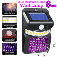 Solar Wall Lamp with Mosquito Killing Outdoor Ultraviolet Electric Shock Mosquito Garden Killing Lamp 2 IN 1 LED Trap Zapper