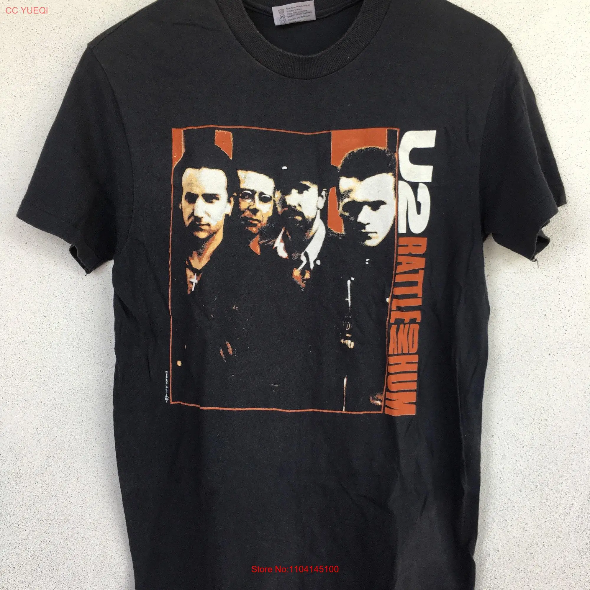 Vintage 80s U2 Rattle and Hum rock band promo tour concert T Shirt M long or short sleeves