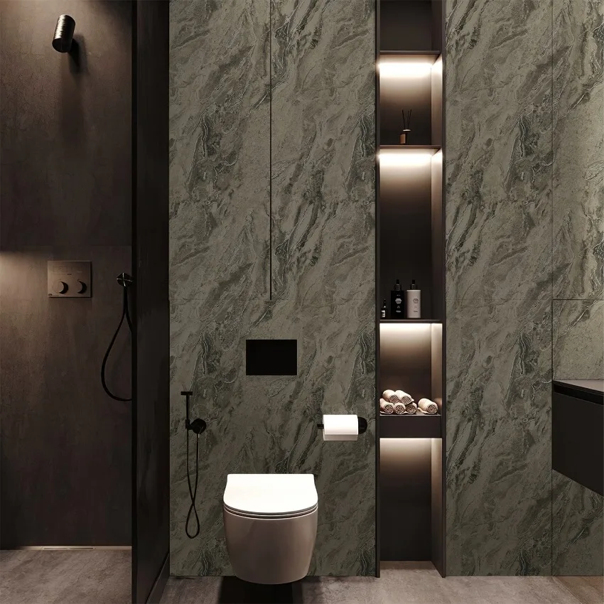 Hot Silver Matte Marble Pattern Bedroom Decor Waterproof Thick Self Adhesive Wall Paper Muebles Kitchen Cabinets PVC Stickers