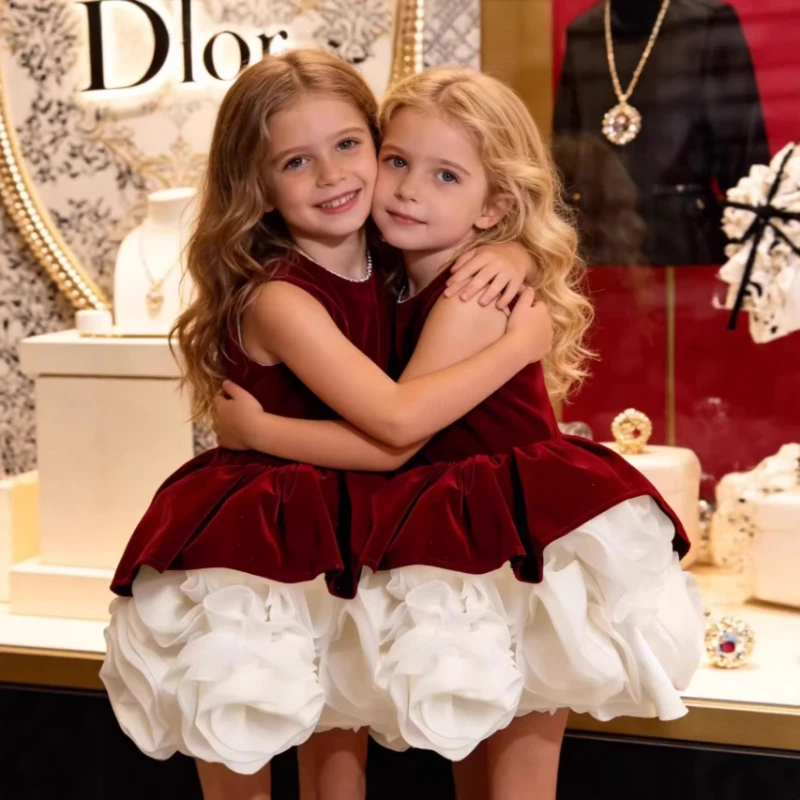 

Children Girls Dress Clothes New Little Girl Princess Gown Sleeveless Formal Costume Elegant Tutu Party Pageant Kids Clothing