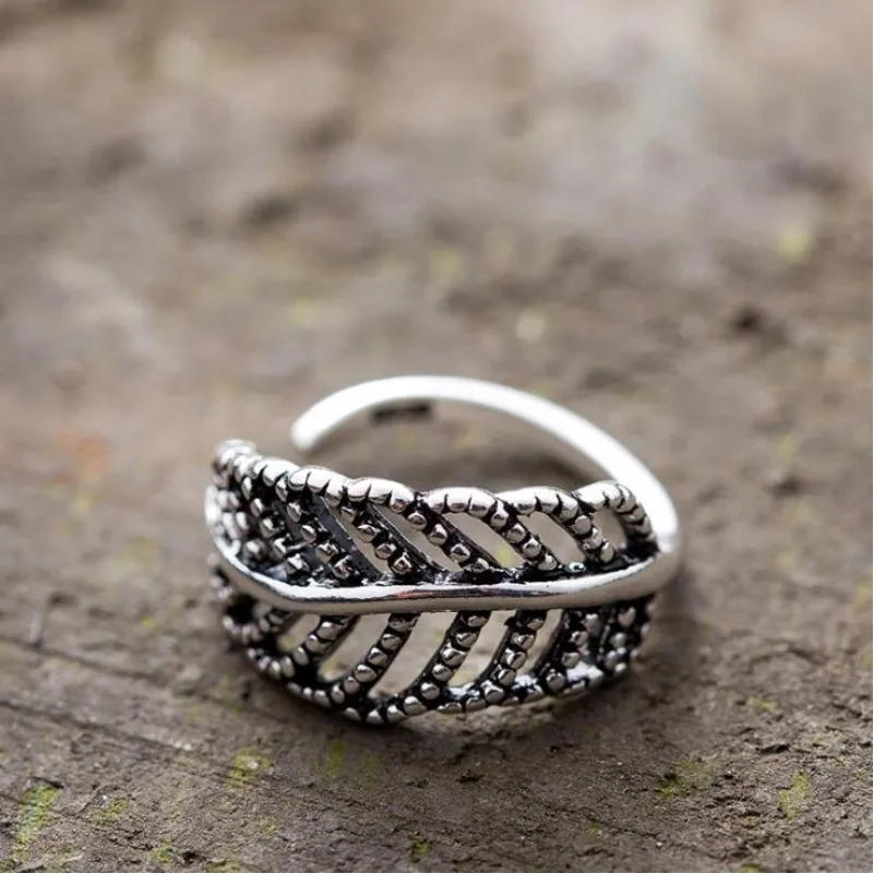 

925 Sterling Silver Hollow Leaf Engagement Rings For Women Vintage Aesthetic Party Jewelry Birthday Gift Accessories Wholesale