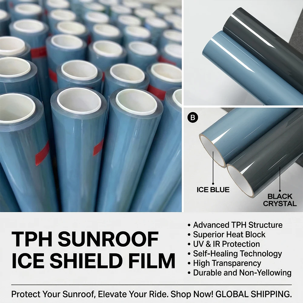 7.5mil TPH Car Sunroof Ice Armor Film Heat Insulation Anti-UV Sun Shade Panoramic Roof Window Tint Sticker Summer Cooling Film view 5