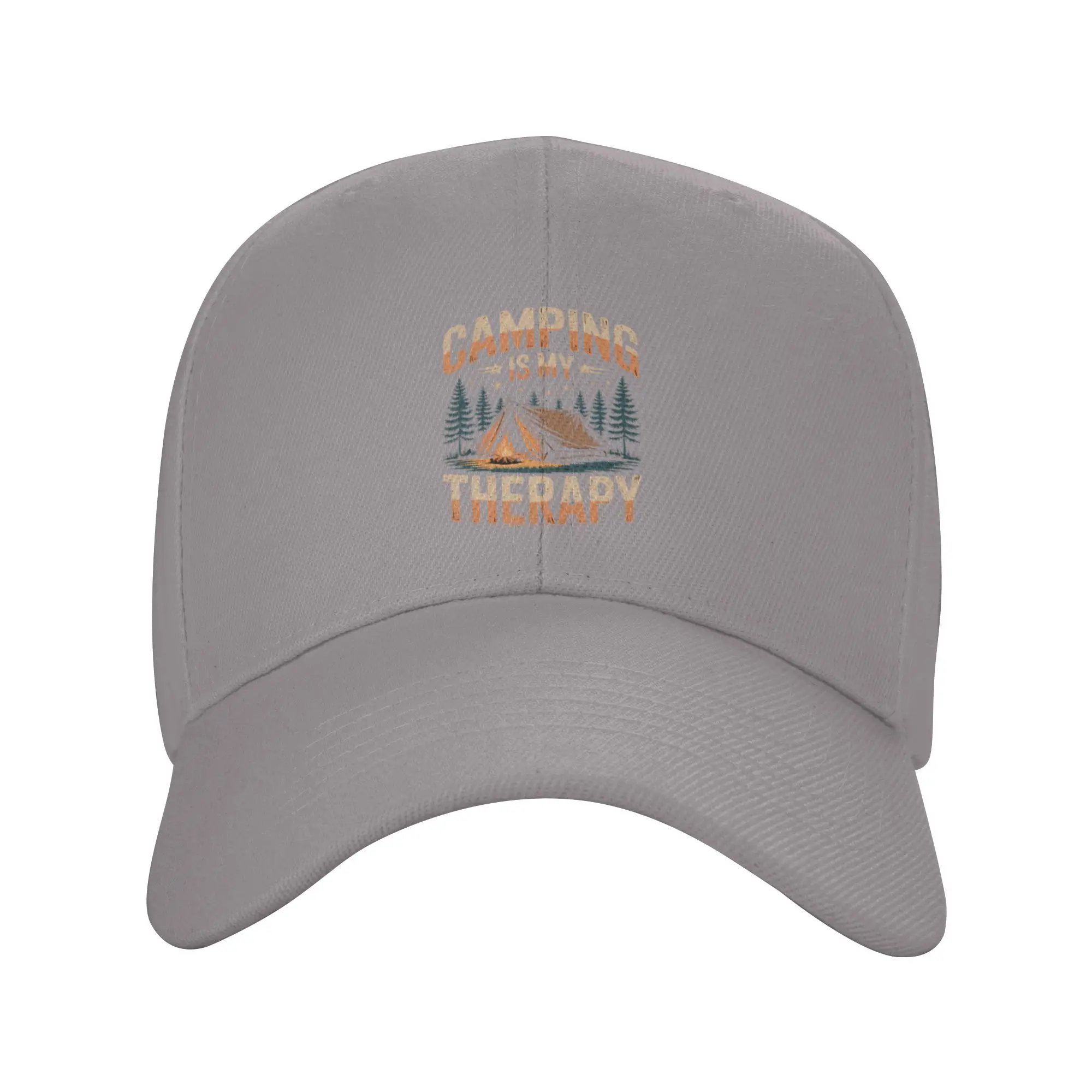 Camping Is My Therapy Fun Outdoor Campfire Family Vacation Trendy Baseball Cap Jogging Easy Clean Sports Cap