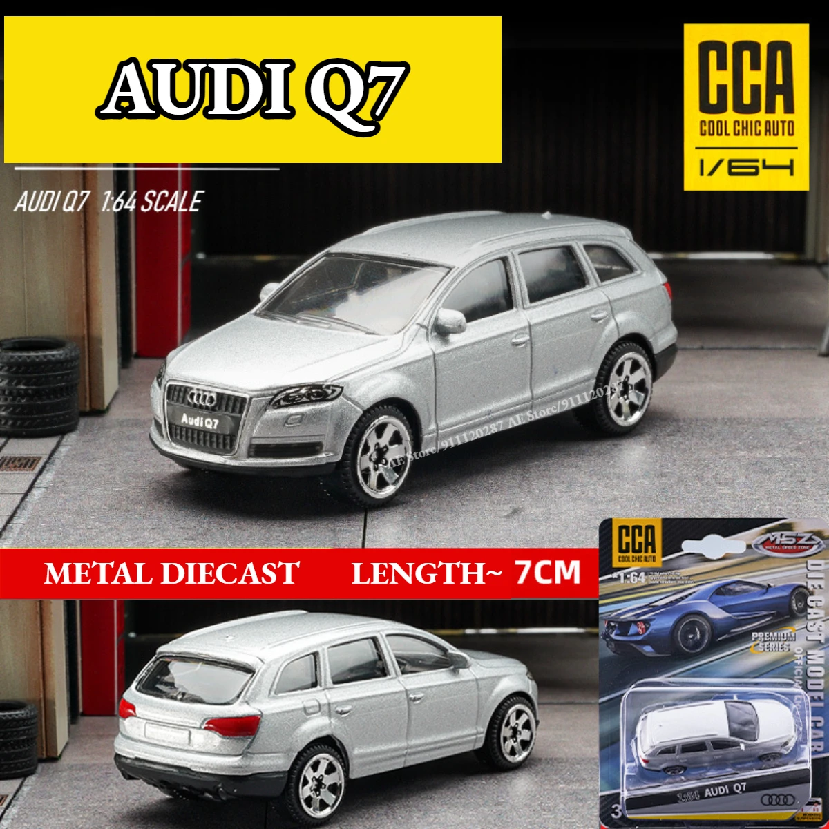 1/64 AUDI Q7 A7 SPORTBACK Mini Car Model Metal Replica Scale Miniature Art Diecast Vehicle Ornament Gift Toy for Kid Boy Friend